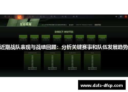 近期战队表现与战绩回顾：分析关键赛事和队伍发展趋势